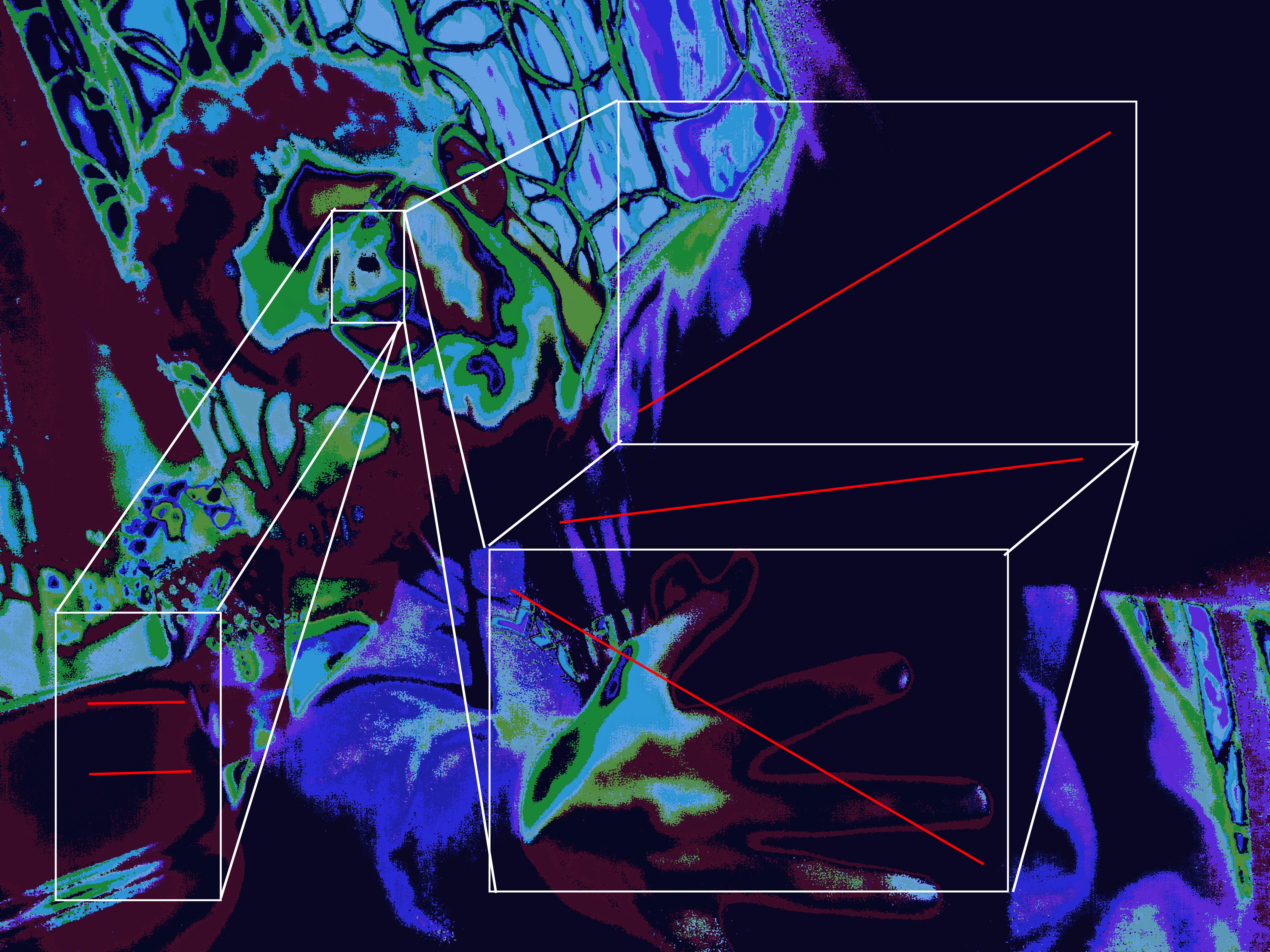 a floating ball resemblig a black cat with one eye